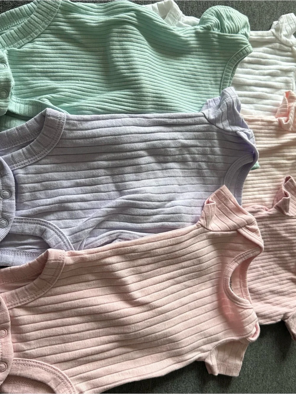 6 Baby Ribbed Short-Sleeve One-Piece Bodysuit - Pastel Multi-Pack
